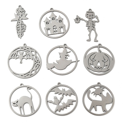 201 подвески из нержавеющей стали, лазерная резка, хэллоуин прелести, цвет нержавеющей стали