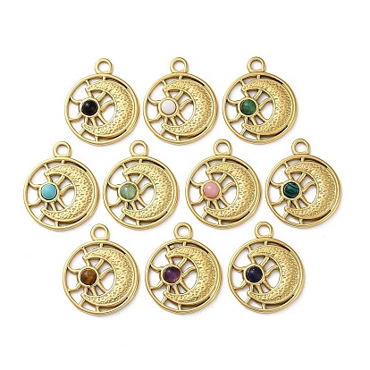 Вакуумное покрытие pvd 316 подвески из нержавеющей стали, С камнями, плоско-круглые, реальный 18 k позолоченный