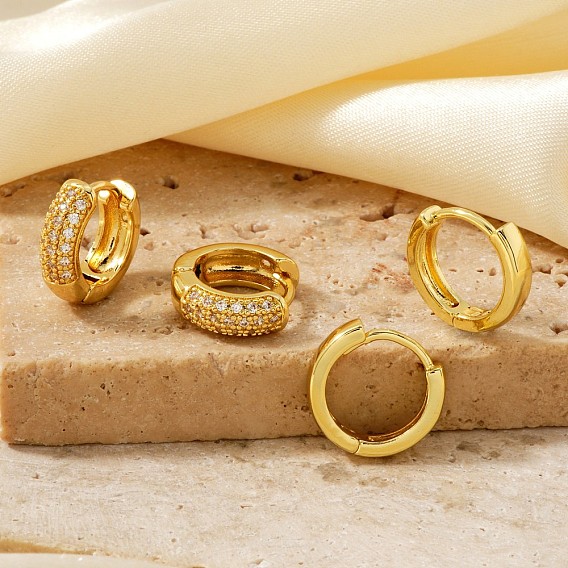 Комплекты серег-колец с латунным паве из прозрачного кубического циркония, европейские и американские модные украшения для ушей