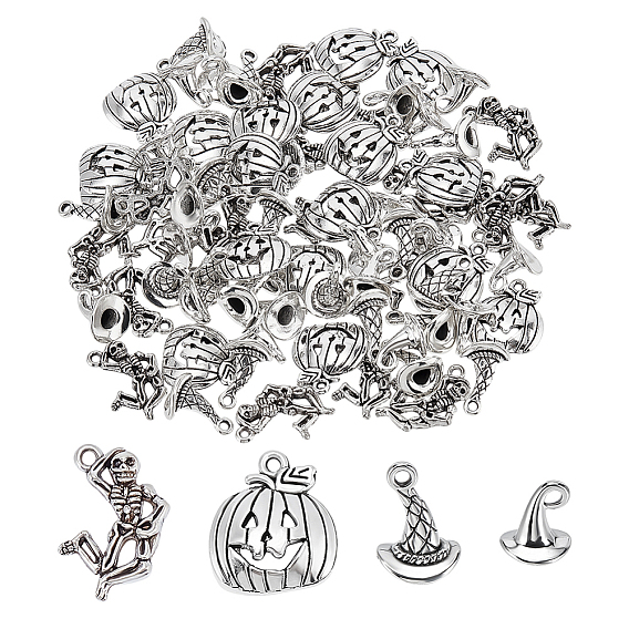 80 шт 4 стили подвески из цинкового сплава в тибетском стиле, без свинца и без кадмия