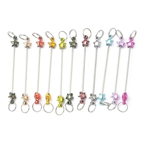 Железная планка для брелока с бусинами, с пластиковыми звездообразными бусинами, для брелока своими руками, платина