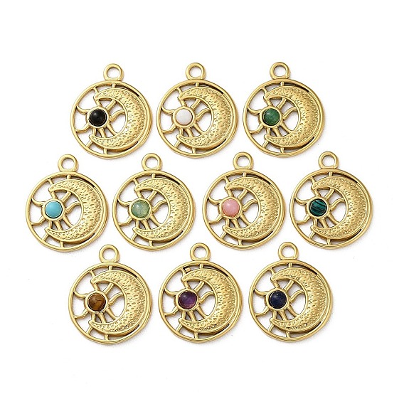 Вакуумное покрытие pvd 316 подвески из нержавеющей стали, С камнями, плоско-круглые, реальный 18 k позолоченный