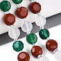 Нити бусин из натурального красного агата, зеленого агата и красной яшмы, плоско-круглые, граненые