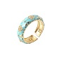 Colorful Enamel and Zirconia Ring in 18K Gold - Fashionable, Simple, Cute for Women