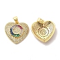 Brass Micro Pave Cubic Zirconia Pendants, Heart Charm, Golden