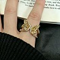 Brass Micro Pave Cubic Zirconia Cuff Open Rings, Butterfly