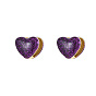 Heart Shape Golden 304 Stainless Steel Hoop Earrings, with Enamel
