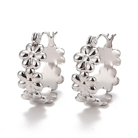 Цветок 304 Серьги-кольца из нержавеющей стали для женщин с ионным покрытием (IP)