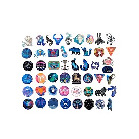 50Pcs Constellation Theme Paper Stickers Sets, Adhesive Decals for DIY Scrapbooking, Photo Album Decoration