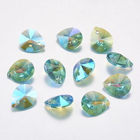 Faceted Glass Rhinestone Charms, Imitation Austrian Crystal, Drop