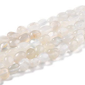 Natural White Moonstone Beads Strands, Nuggets, Tumbled Stone