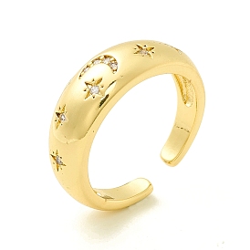 Прозрачное кубическое циркониевое кольцо с луной и звездой для женщин, без кадмия и без свинца