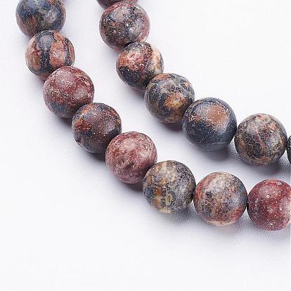 Perles de jaspe peau de léopard rouge naturel brins, ronde