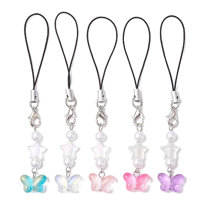 Подвесные украшения из стекла в виде звезды и бабочки, петля для шнура мобильного телефона, украшения для сумок