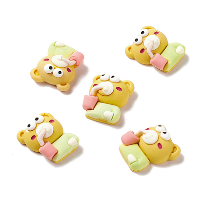 Opaque Resin Cabochons, Bear with Drink