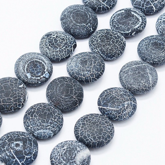 Natural Weathered Agate Beads Strands, Dyed, Flat Round