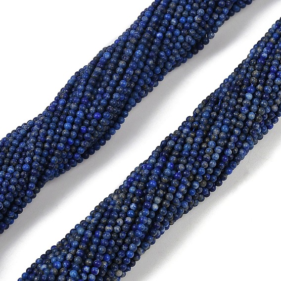 Нитки бусины из натурального ляписа-лазури, круглые