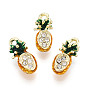 Подвески из сплава со стразами, с эмалью, ананасовый шарм, без кадмия, без никеля и без свинца, золотой свет