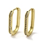 304 Stainless Steel Hoop Earrings with Rhinestone, Oval