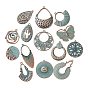 Tibetan Style Alloy Pendants, Red Copper & Green Patina