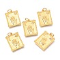 Brass Micro Pave Clear Cubic Zirconia Pendants, with Jump Rings, Rectangle with Hand & Moon & Star
