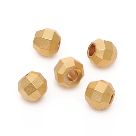 Brass Beads, Long-Lasting Plated, Matte Style, Faceted, Rondelle