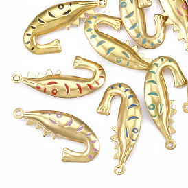 304 Stainless Steel Pendants, with Enamel, Fish