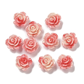 Synthetic Shell Dyed Carved Beads, Flower, Half Hole