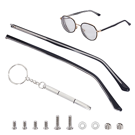 Аксессуары для ножек очков из сплава, с пластиковой находкой для ПК, замена дужек оправы очков, с железным мини-брелком-отверткой для очков