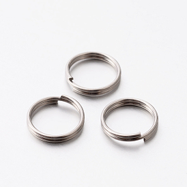 304 Stainless Steel Split Rings, Double Loops Jump Rings, 8x1mm, Hole: 6.5mm