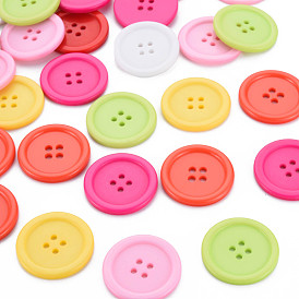 4-Hole Resin Buttons, Flat Round