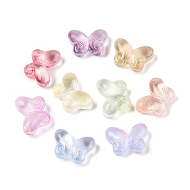 Gradient Color Baking Paint Transparent Glass Beads, Butterfly