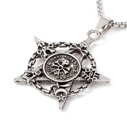 Alloy Star with Skull Pendant Necklace with 201 Stainless Steel Chains for Men Women