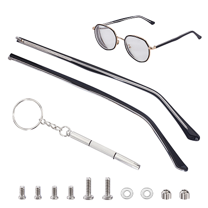 Аксессуары для ножек очков из сплава, с пластиковой находкой для ПК, замена дужек оправы очков, с железным мини-брелком-отверткой для очков