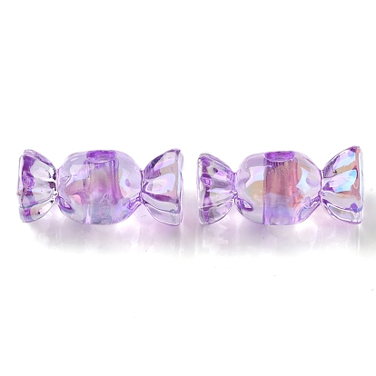 UV Plating Transparent Acrylic Beads, Iridescent, Candy