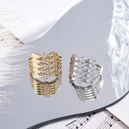 Кольца-манжеты из латуни с микропаве, прозрачные кубические циркония, кольца в форме сердца для женщин, долговечный, стойки покрытие, не содержит кадмия и углеводов