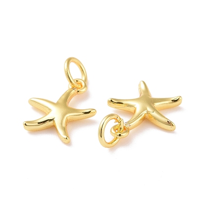 Brass Charms, with Jump Ring, Cadmium Free & Lead Free, Starfish