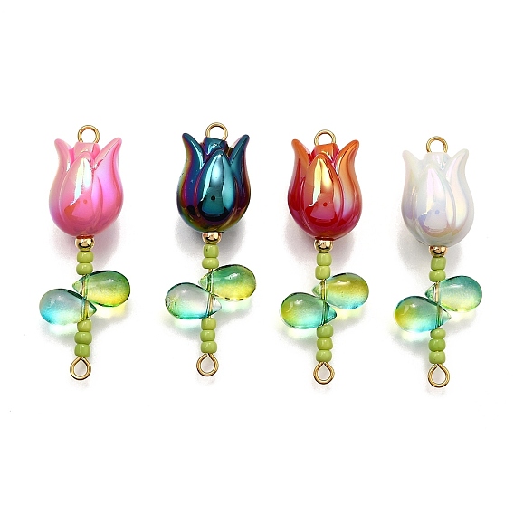 УФ-покрытие акриловые цветочные звенья соединительные подвески, со стеклянным листом, золотые