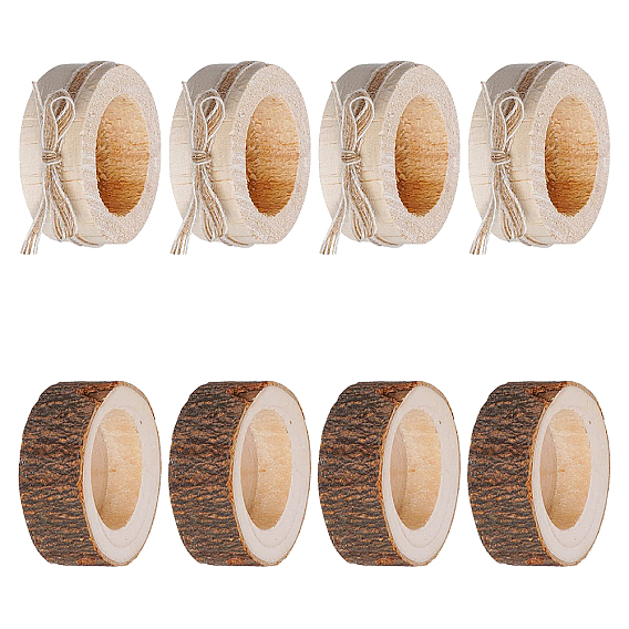 8 Pcs 2 Styles Schima Wood Candle Holder, Column