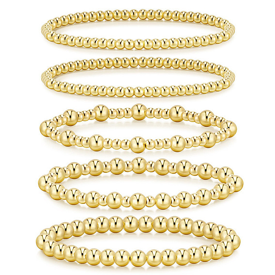Ensembles de bracelets extensibles ronds en laiton de style bohème, Bracelets empilables ajustables à plusieurs rangs