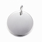 Smooth Surface 304 Stainless Steel Pendants, with Jump Rings, Flat Round, Stamping Blank Tags