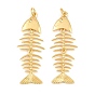 Brass Pendants, Fishbone Charms, Rack Plating, Long-Lasting Plated, Lead Free & Cadmium Free