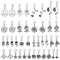 40 pièces 20 décorations pendentifs en alliage de style floral, avec alliage homard fermoirs pince