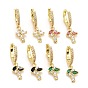 Rack Plating Brass Micro Pave Cubic Zirconia Huggie Hoop Earrings, Dangle Earing, Long-Lasting Golden, Lead Free & Cadmium Free
