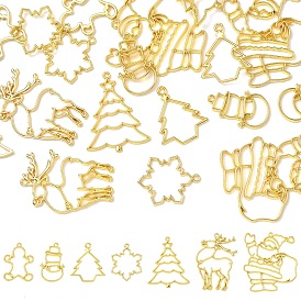 18 шт 7 стили подвески с открытой задней панелью из цинкового сплава, для diy уф смолы, эпоксидная смола, Прессованные цветочные украшения, долговечный, золотые