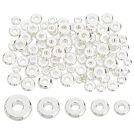 120 шт 6 стили латунные бусины, долговечный, плоско-круглые