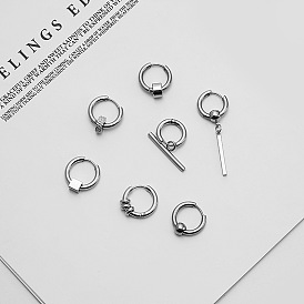 Fashion Stainless Steel Earrings - Hip-hop Punk Circle Geometric Studs.