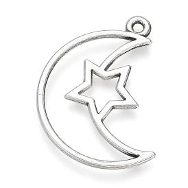 Tibetan Style Alloy Pendants, Cadmium Free & Lead Free, Moon with Star