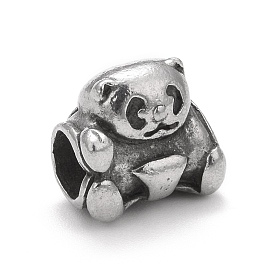 304 Stainless Steel European Beads, Large Hole Beads, Panda