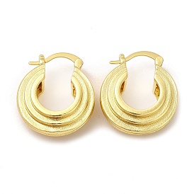 Rack Plating Brass Moon Hoop Earrings for Women, Lead Free & Cadmium Free